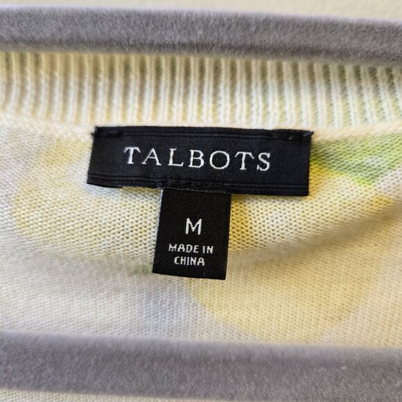 Talbots Lemon Fruit Print Button Cardigan Sweater Preppy Summer Cream M - Picture 3 of 8